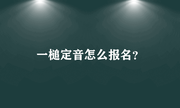 一槌定音怎么报名？