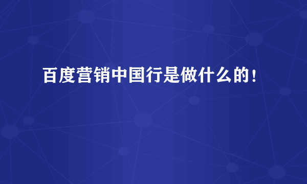 百度营销中国行是做什么的！