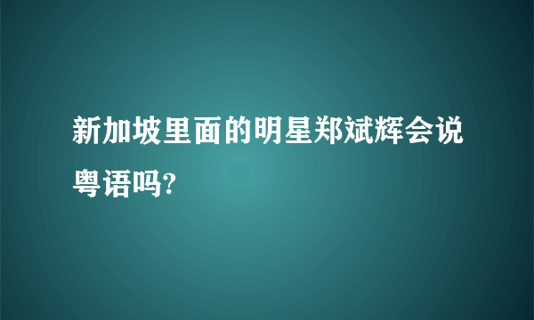 新加坡里面的明星郑斌辉会说粤语吗?