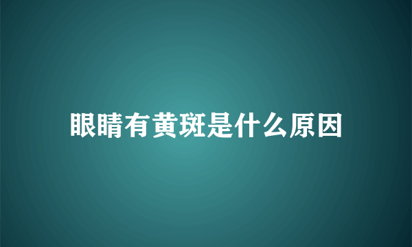 眼睛有黄斑是什么原因