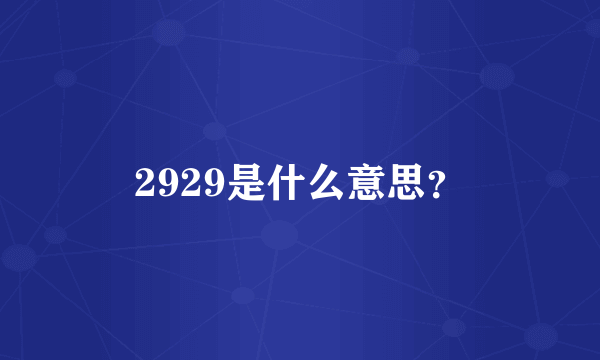 2929是什么意思？