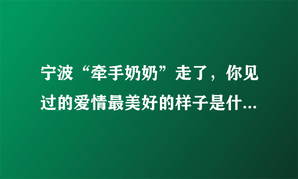 宁波“牵手奶奶”走了，你见过的爱情最美好的样子是什么样的？