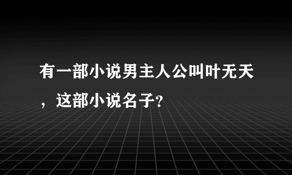 有一部小说男主人公叫叶无天，这部小说名子？