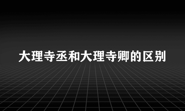 大理寺丞和大理寺卿的区别