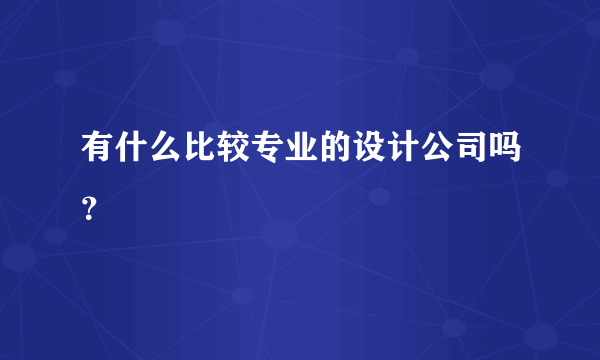 有什么比较专业的设计公司吗？