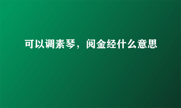 可以调素琴，阅金经什么意思