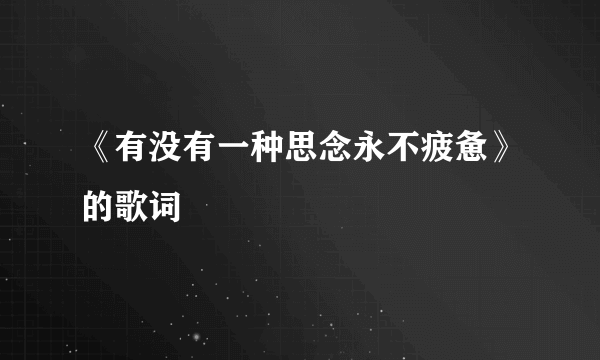 《有没有一种思念永不疲惫》的歌词