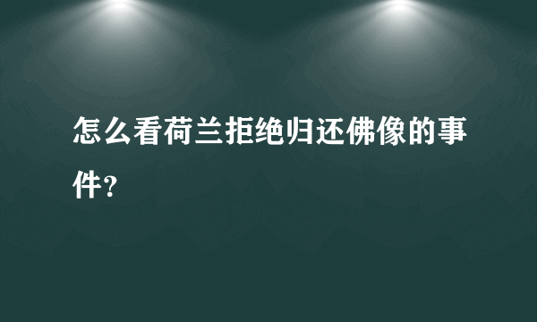 怎么看荷兰拒绝归还佛像的事件？