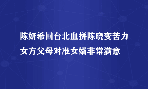 陈妍希回台北血拼陈晓变苦力女方父母对准女婿非常满意