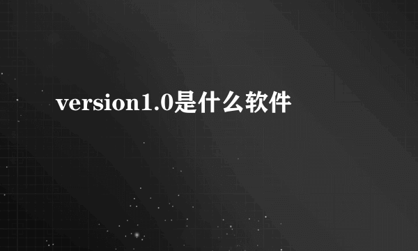 version1.0是什么软件