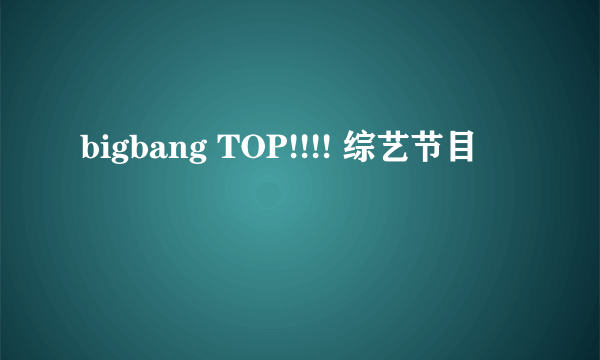 bigbang TOP!!!! 综艺节目