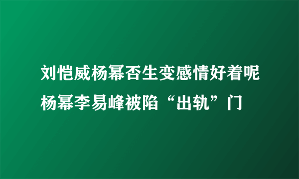 刘恺威杨幂否生变感情好着呢杨幂李易峰被陷“出轨”门