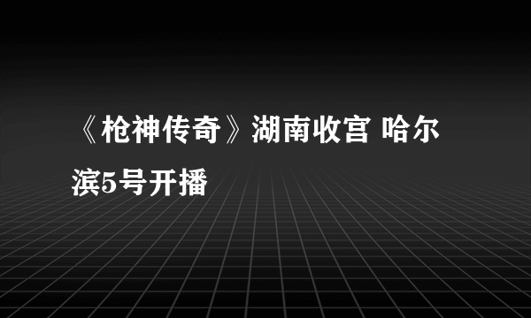 《枪神传奇》湖南收宫 哈尔滨5号开播