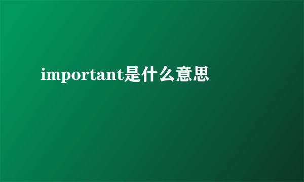 important是什么意思