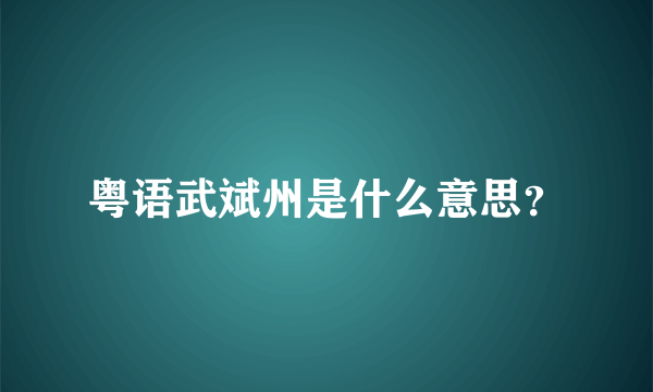 粤语武斌州是什么意思？