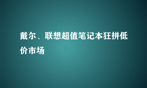 戴尔、联想超值笔记本狂拼低价市场