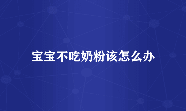 宝宝不吃奶粉该怎么办