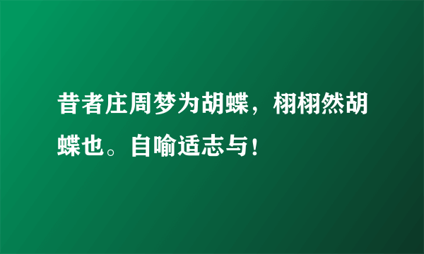 昔者庄周梦为胡蝶，栩栩然胡蝶也。自喻适志与！