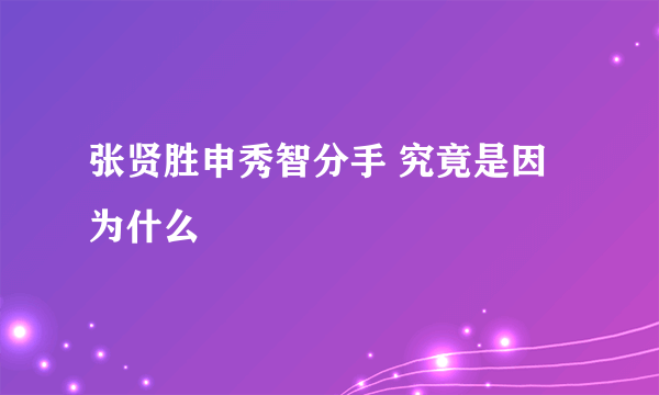 张贤胜申秀智分手 究竟是因为什么