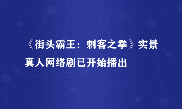 《街头霸王：刺客之拳》实景真人网络剧已开始播出