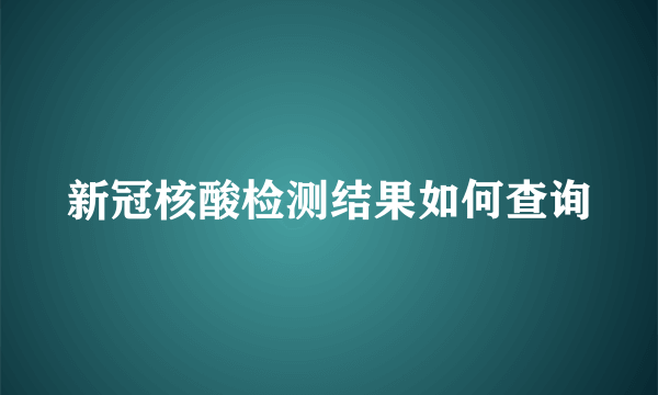 新冠核酸检测结果如何查询