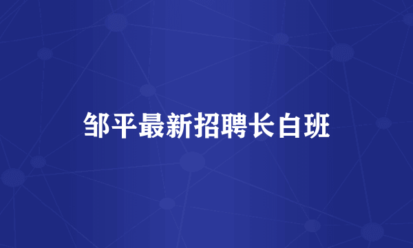 邹平最新招聘长白班