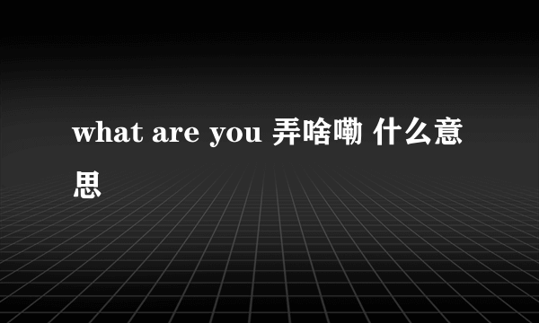 what are you 弄啥嘞 什么意思