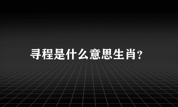 寻程是什么意思生肖？