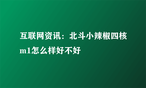 互联网资讯：北斗小辣椒四核m1怎么样好不好