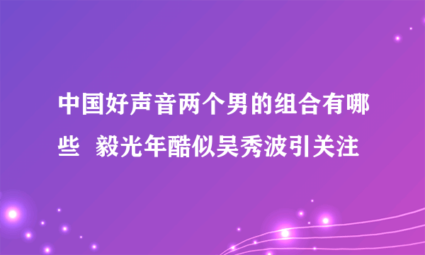 中国好声音两个男的组合有哪些  毅光年酷似吴秀波引关注