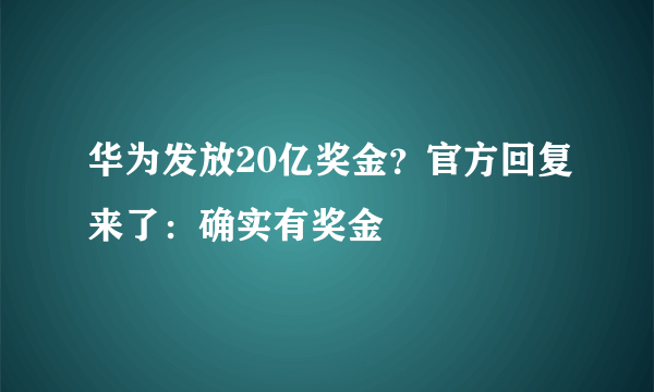 华为发放20亿奖金？官方回复来了：确实有奖金