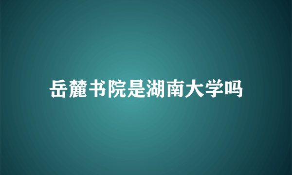 岳麓书院是湖南大学吗