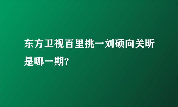 东方卫视百里挑一刘硕向关昕是哪一期?