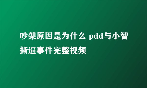 吵架原因是为什么 pdd与小智撕逼事件完整视频