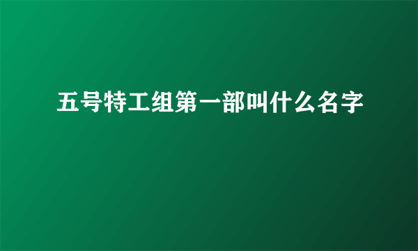 五号特工组第一部叫什么名字