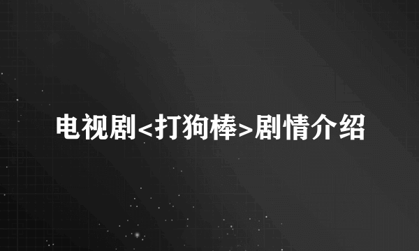 电视剧<打狗棒>剧情介绍