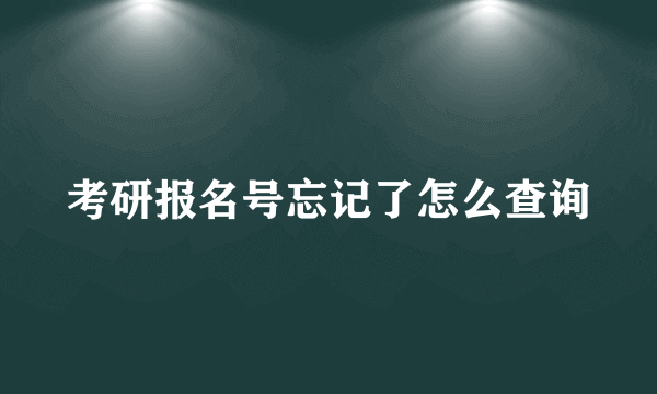 考研报名号忘记了怎么查询