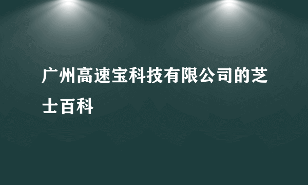 广州高速宝科技有限公司的芝士百科