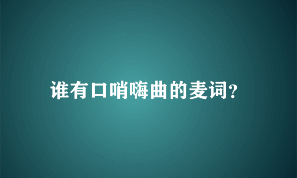 谁有口哨嗨曲的麦词？