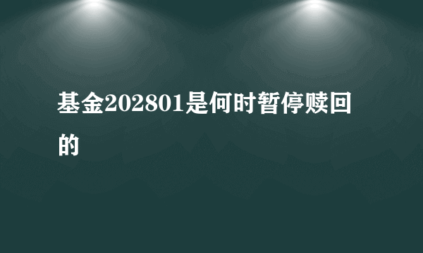 基金202801是何时暂停赎回的