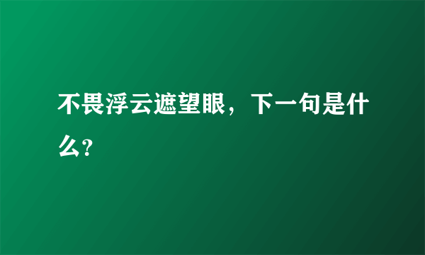 不畏浮云遮望眼，下一句是什么？