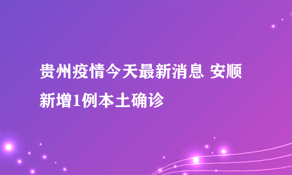 贵州疫情今天最新消息 安顺新增1例本土确诊