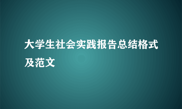 大学生社会实践报告总结格式及范文