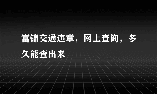 富锦交通违章，网上查询，多久能查出来