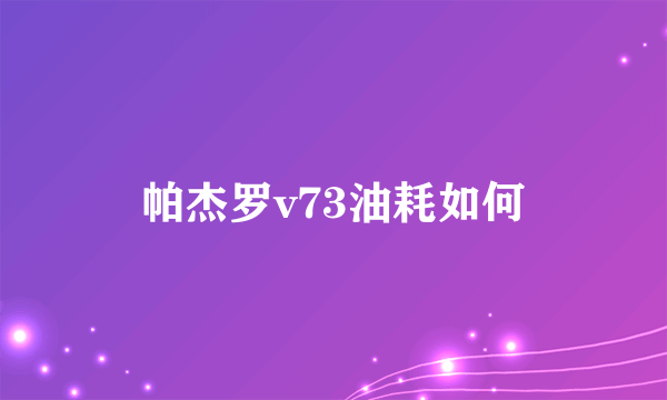 帕杰罗v73油耗如何