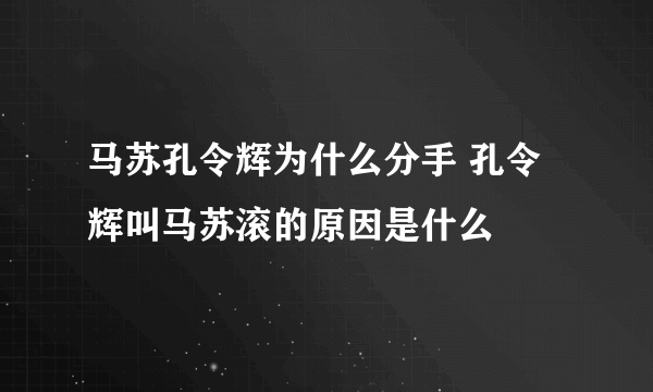 马苏孔令辉为什么分手 孔令辉叫马苏滚的原因是什么