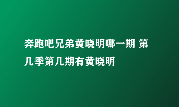 奔跑吧兄弟黄晓明哪一期 第几季第几期有黄晓明