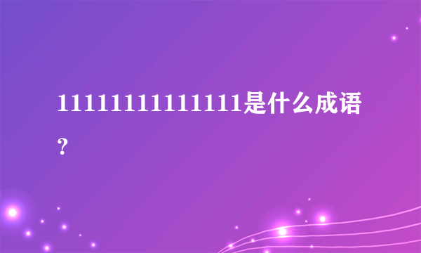 11111111111111是什么成语？