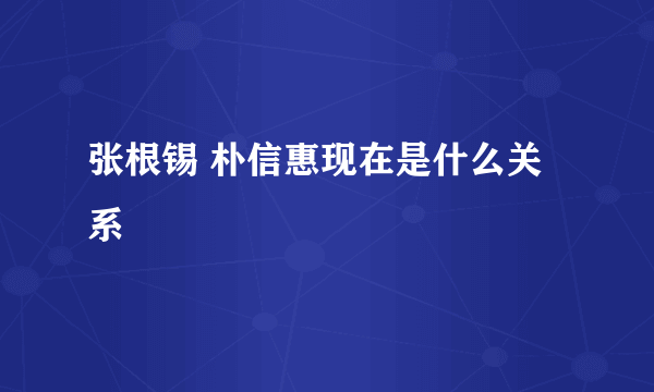 张根锡 朴信惠现在是什么关系