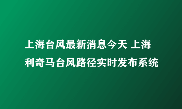 上海台风最新消息今天 上海利奇马台风路径实时发布系统